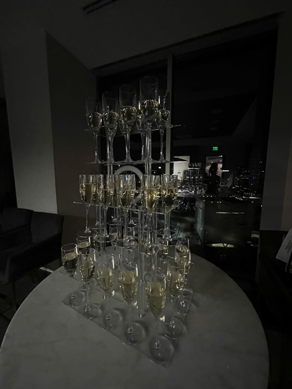 Champagne Tower, Circle Acrylic Drink Tower and Cocktail Tree Stand, Wine Rack with 12 Slots, 2 Tiers Floating Sight Champagne Flute Holder for Party, Wedding, School, Celebration, 11.8x11.8x14.9 inch customer photo 2