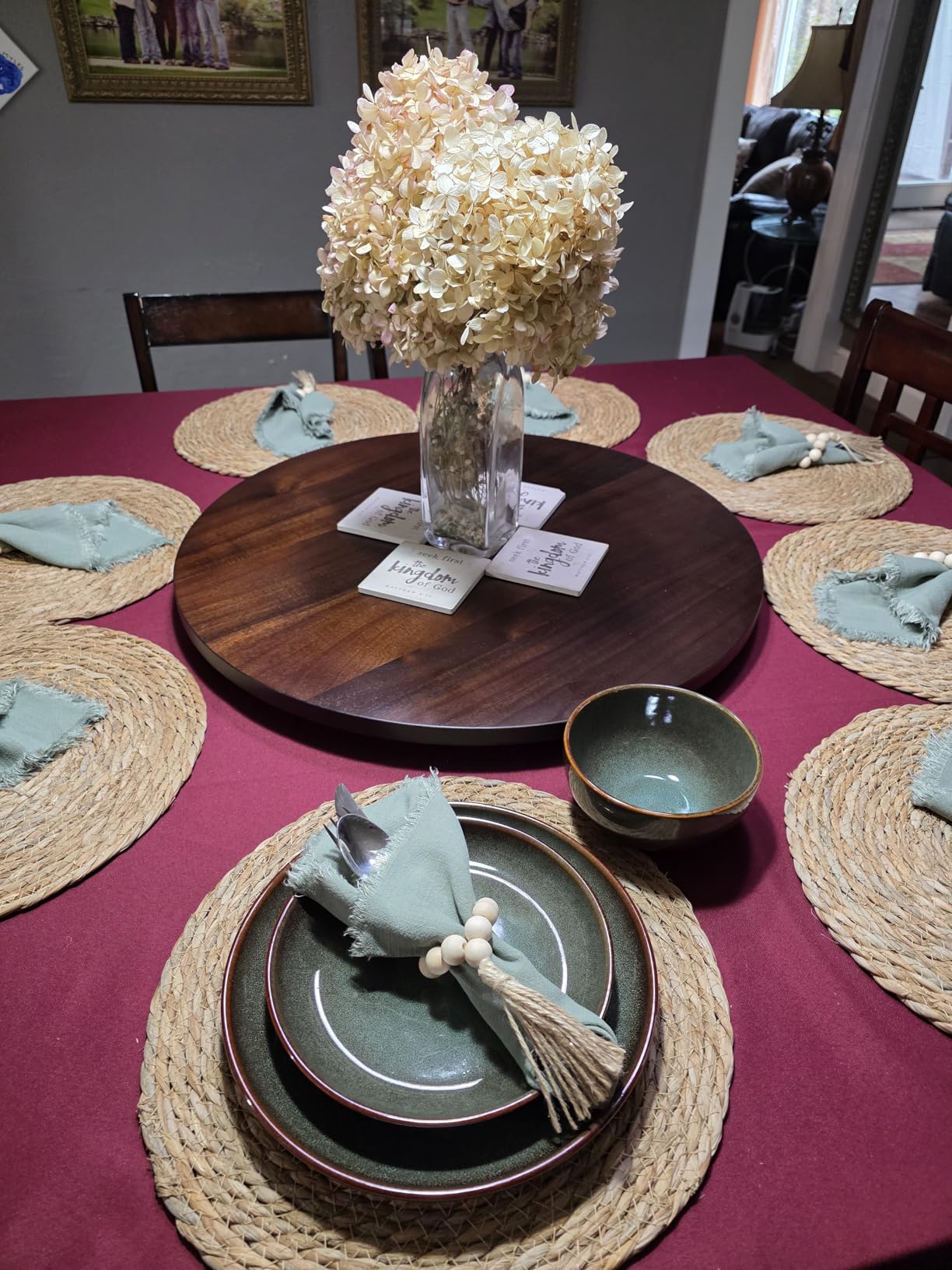 VEVOR 20 in Glass Lazy Susan Turntable, 360° Rotation Round Clear Tabletop Rotating Tray, Tempered Glass Dining Table Centerpiece, Smooth and Silent Spin, for Family Gatherings, Banquets & Weddings customer photo 1