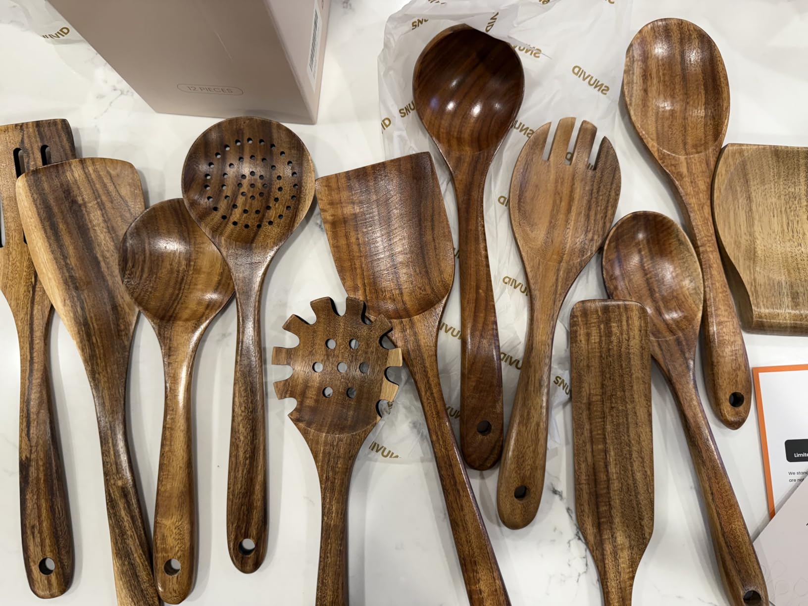 Wooden Spoons for Cooking, 12 Pcs Teak Wood Kitchen Utensils Set with Spoon Rest - Nonstick Heat Resistant Wooden Cooking Utensils, Natural Healthy Spatula Set for Pots and Pans customer photo 1
