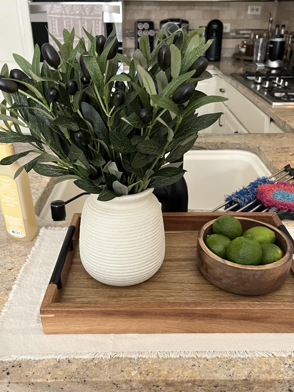 Acacia Wood Serving Tray with Metal Handles,15x10in Ottoman Decorative Trays Platter for Coffee Table,Living Room,Bar,Party(Medium) customer photo 2