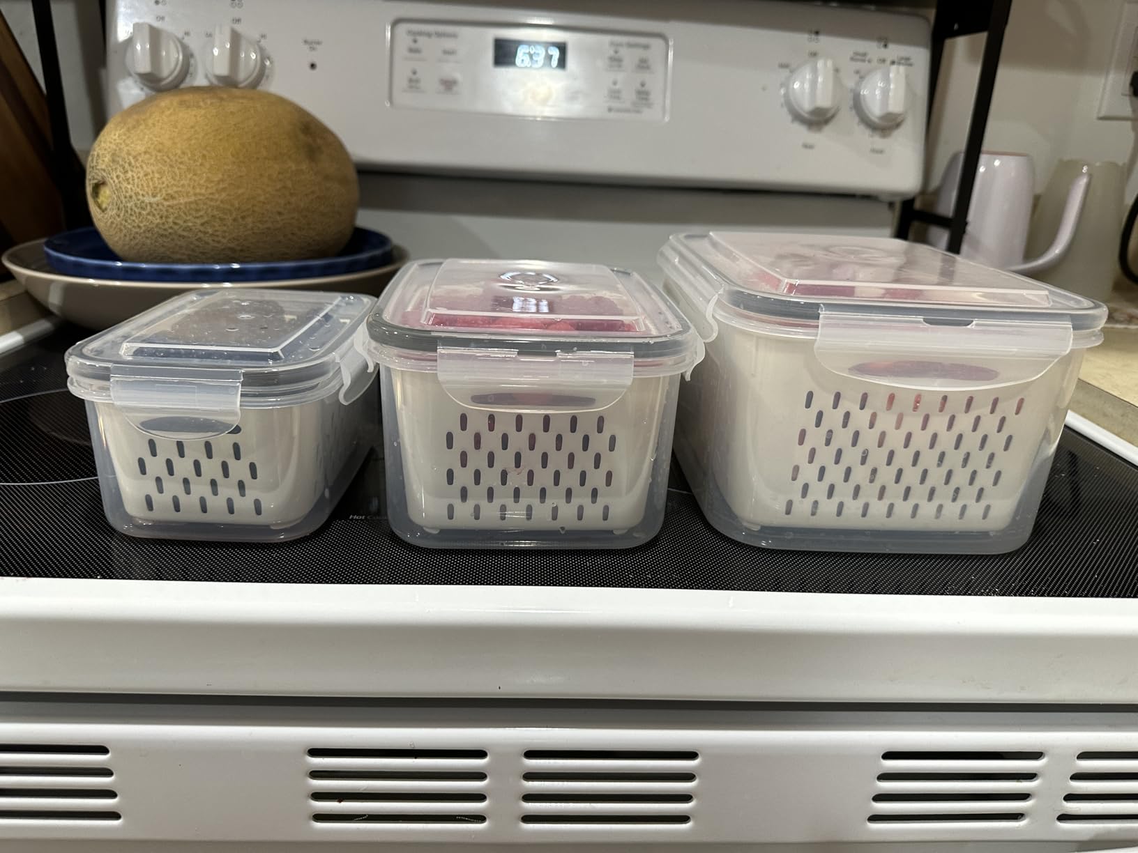 4 Pcs Fruit Storage Containers for Fridge (with Drain Basket) - Leak-Proof Food Containers, BPA-Free customer photo 2