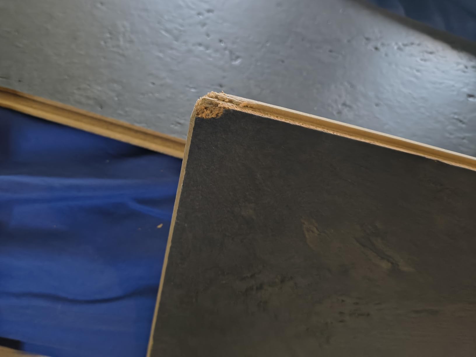 Dark Brown Cork Flooring Concrete Midnight - Floating Floor Tiles - Natural Stone Aesthetic with Thermal & Acoustic Insulation customer photo 1