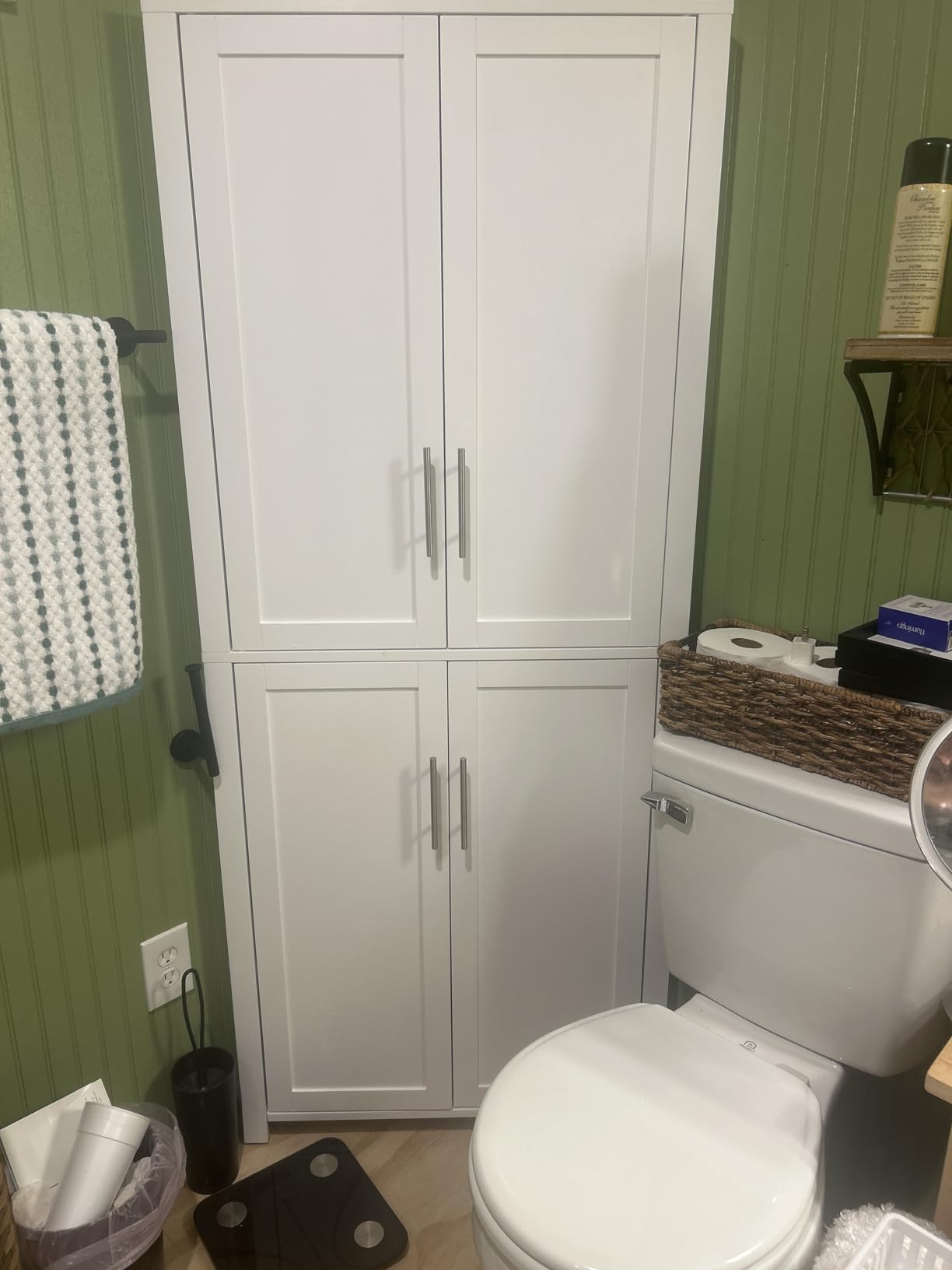 Crosley Furniture Savannah Traditional Corner Pantry Storage Cabinet with Shelves, Kitchen, Dining, Laundry, White customer photo 1