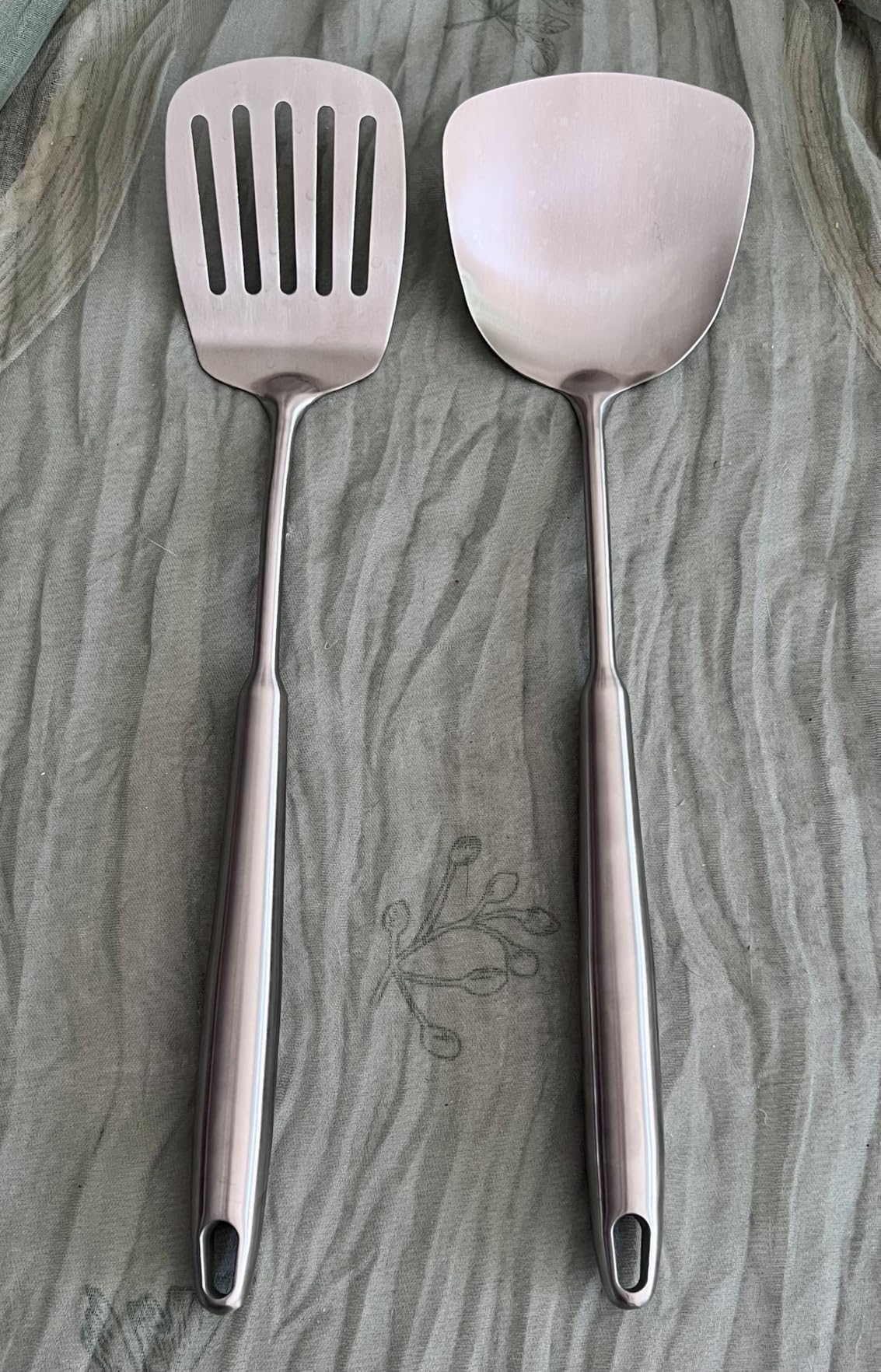 Stainless Steel Kitchen Utensils Set 18/10 Stainless Steel Cooking Utensils Set - 12 PCS Large Metal Cooking Utensil Tools Set customer photo 2