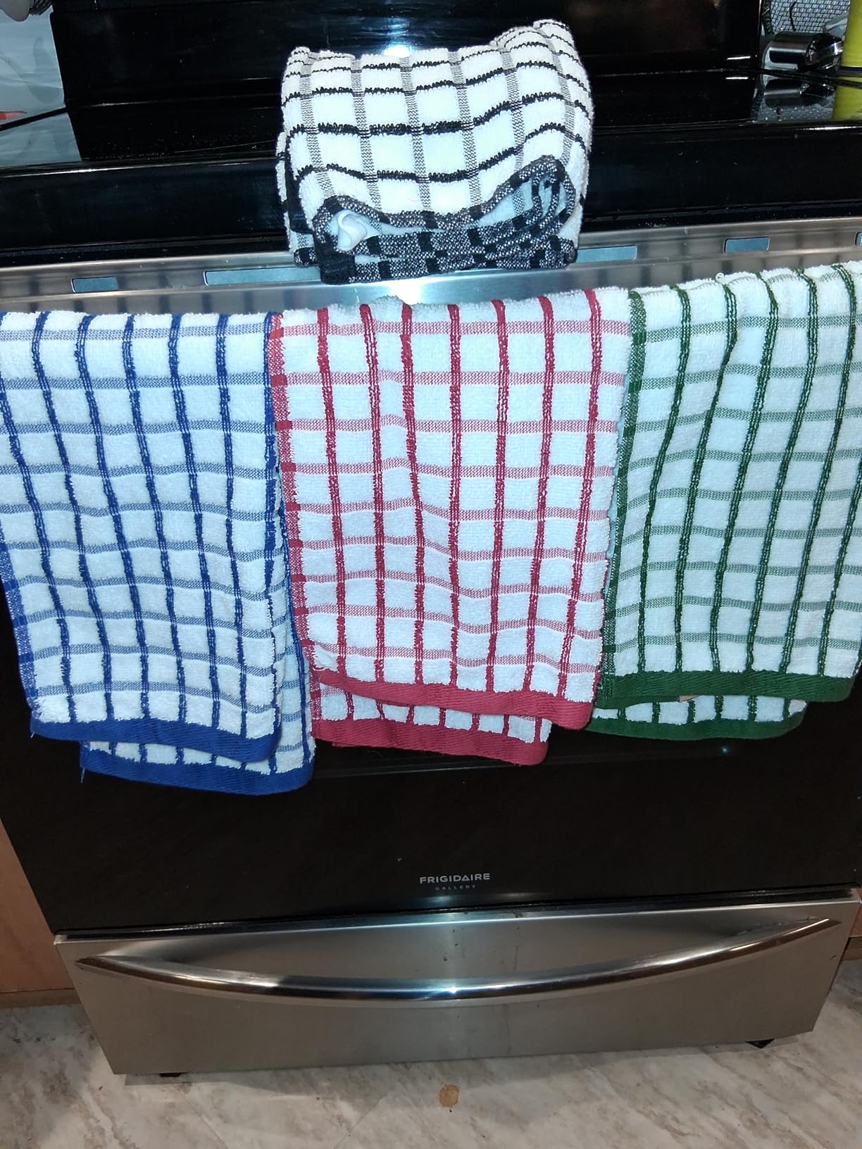 Premium Dish Towels for Kitchen, 8 Pack, 16x26 - 100% Cotton Kitchen Towels with Hanging Loop, Ultra Absorbent and Thick 410 GSM, Multicolor customer photo 2