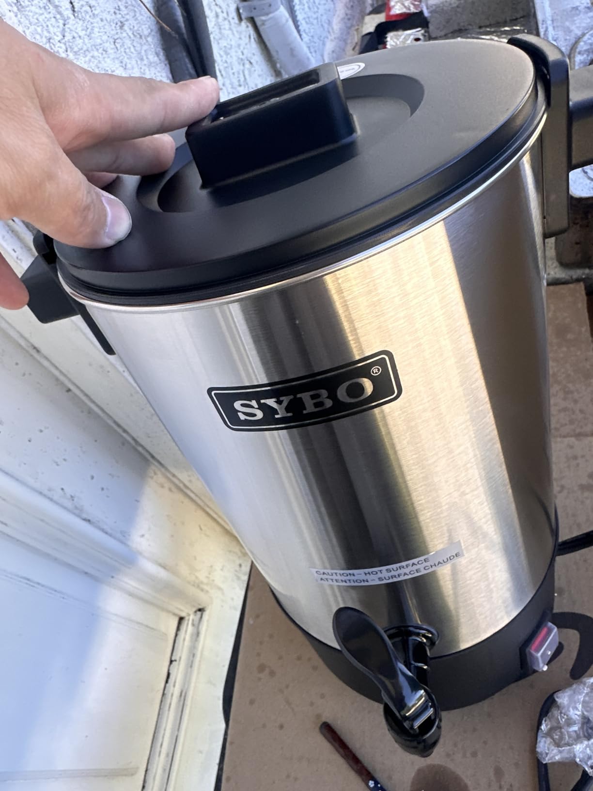 SYBO 120 Cup Commercial Coffee Urn & Hot Beverage Dispenser Stainless Steel Percolate Maker Fast Brew Keeps Warm - Ideal for Tea Water at Events Catering 18 L Metallic customer photo 1