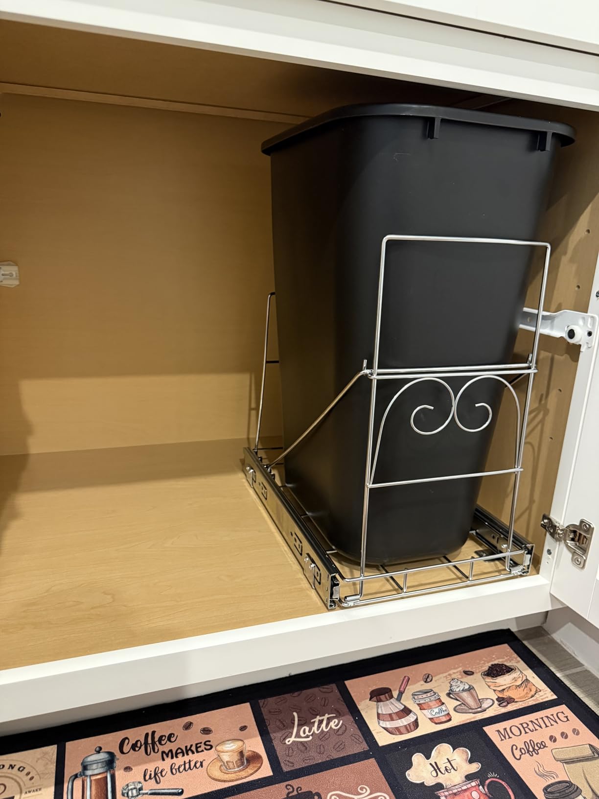Pull Out Trash Can Under Cabinet, Adjustable Cabinet Trash Can Pull Out Kit Under Sink Slide Out Shelf(Bin Not Included), Fits Min. 12