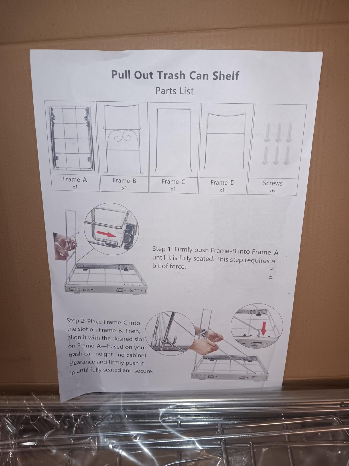 Pull Out Trash Can Under Cabinet, Adjustable Cabinet Trash Can Pull Out Kit Under Sink Slide Out Shelf(Bin Not Included), Fits Min. 12