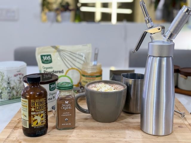 Professional Aluminum Whipped Cream Dispenser, 500ml/1 Pint Leak-Proof Whip Cream Dispenser with 3 Nozzles & Brush customer photo 2