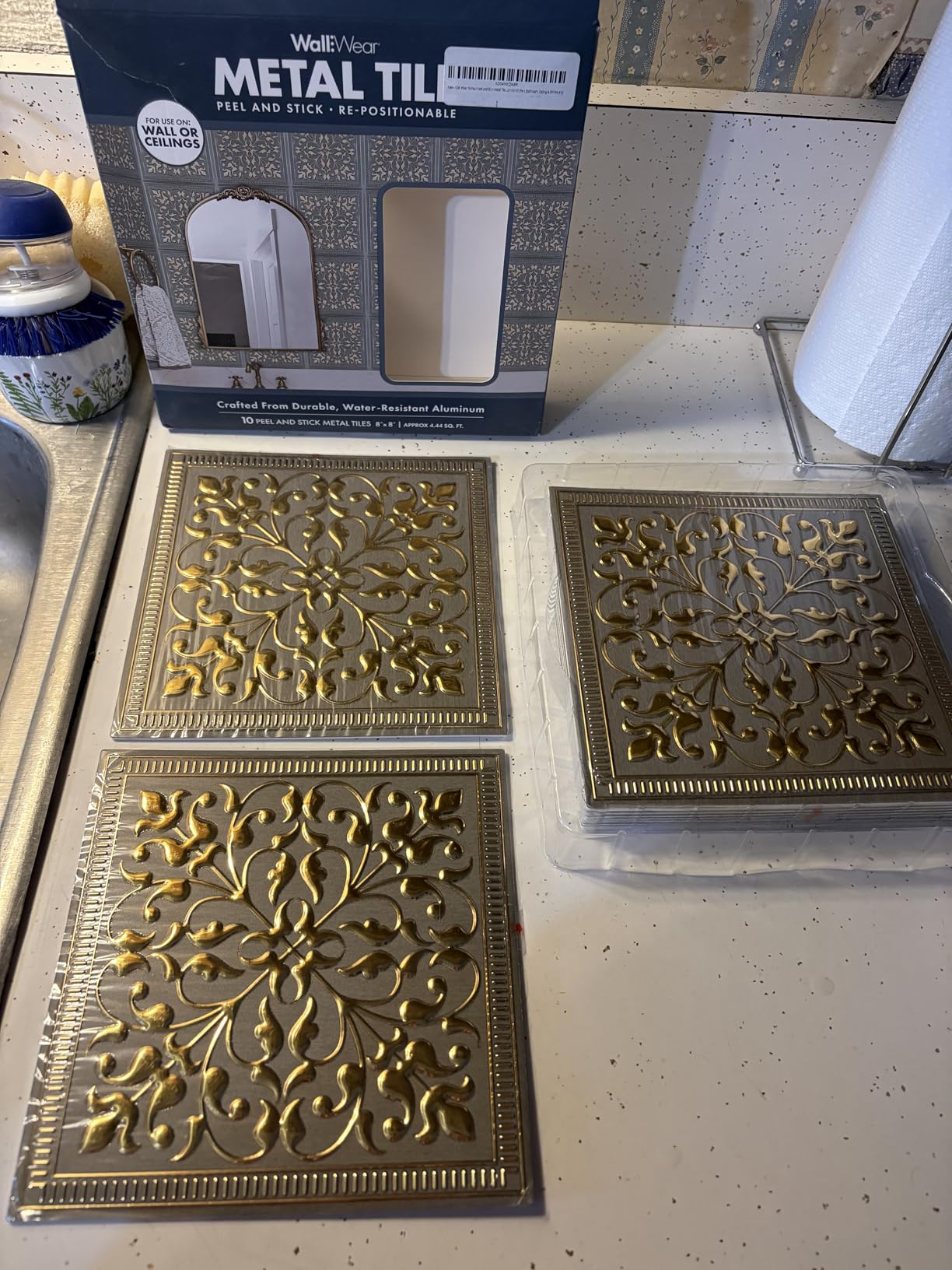10-Pack Peel and Stick Backsplash Metal Tiles 8