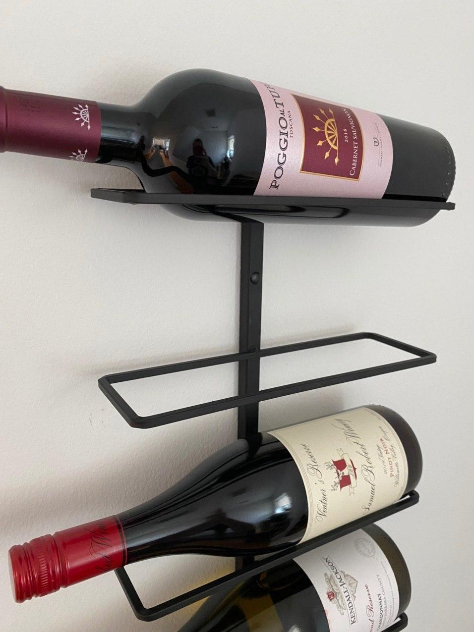 True Align Wall-Mounted Wine Rack, Black Wrought Iron, Minimalist Modern Wine Display, Alcohol Storage Solution, Holds Nine Standard Wine Bottles, 37.75