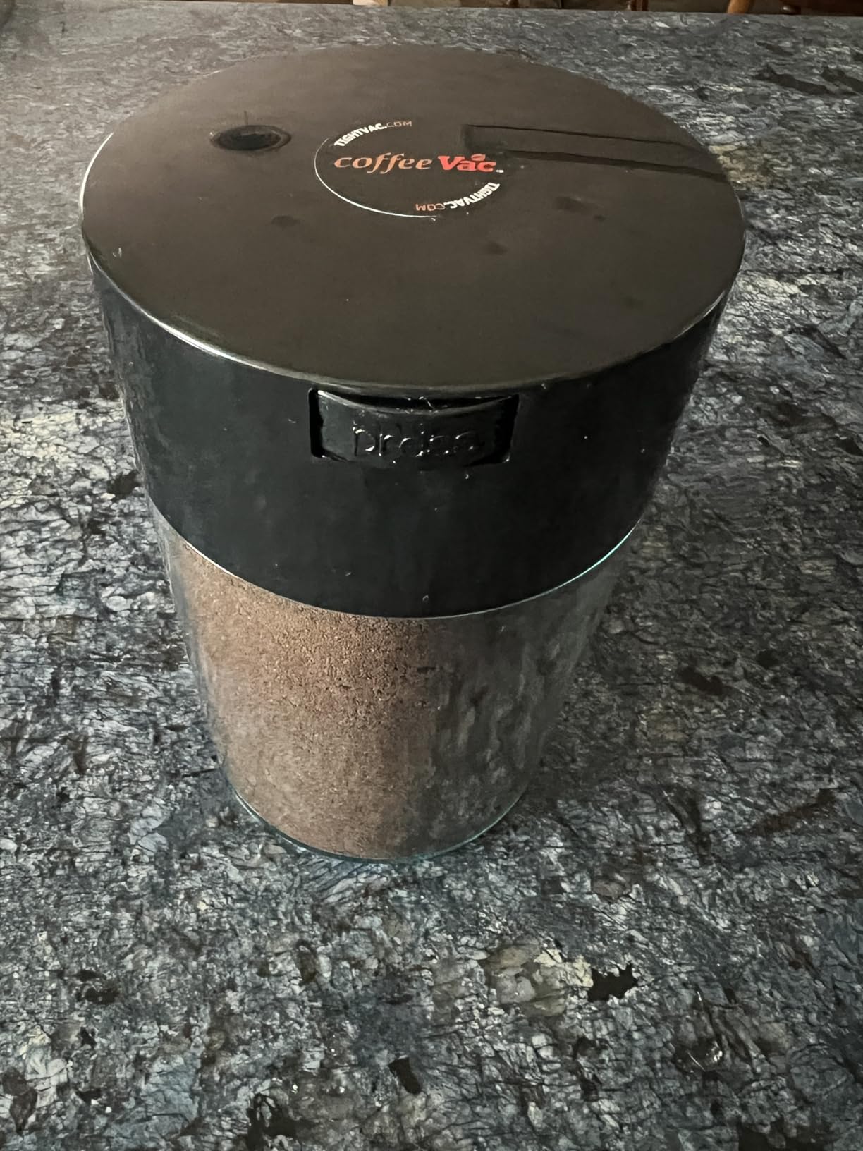 COFFEEVAC 1LB Patented Airtight Multi-use Vacuum Works as Smell Proof Ground Coffee Bean Containers. Black Cap and Body, 1.85-Liter/1.6-Quart customer photo 1