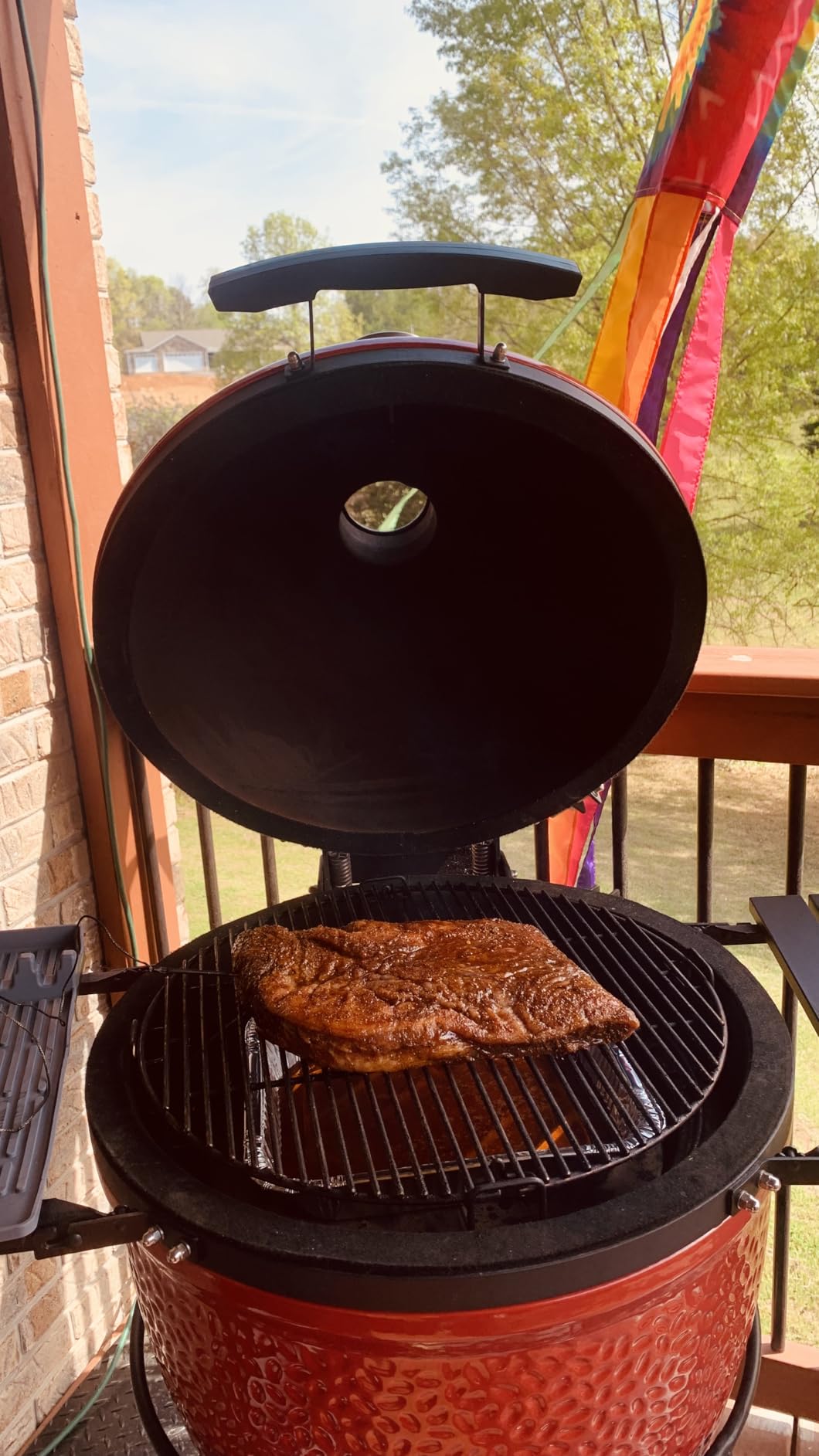 Kamado Joe Classic Joe I 18-inch Ceramic Charcoal Grill and Smoker with Cart, Side Shelves, Grill Gripper, and Ash Tool in Red customer photo 1