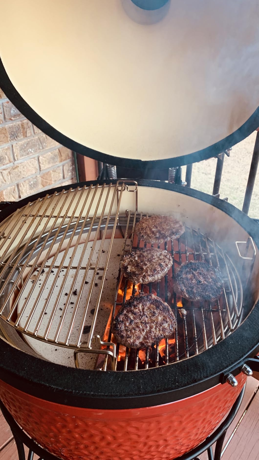 Kamado Joe Classic Joe I 18-inch Ceramic Charcoal Grill and Smoker with Cart, Side Shelves, Grill Gripper, and Ash Tool in Red customer photo 2
