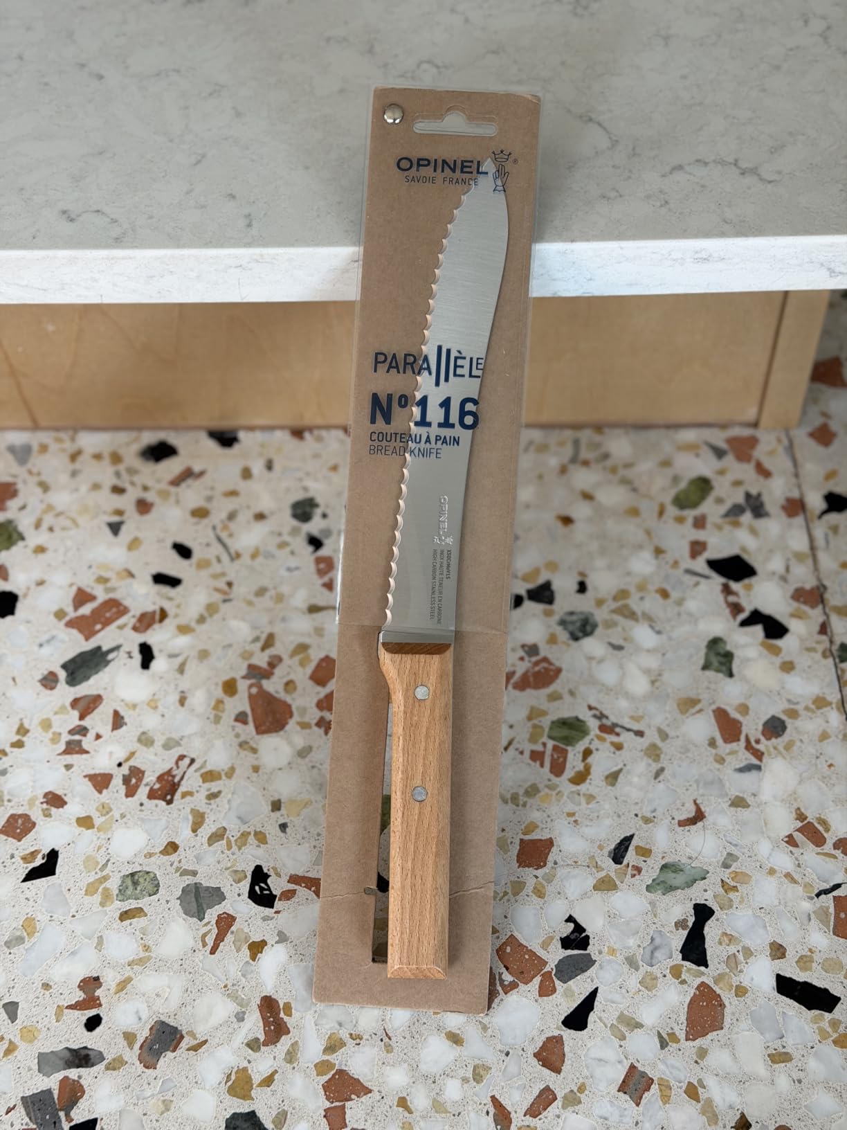 Opinel Parallele Bread Knife - Serrated, Curved Blade, High Carbon Stainless Steel, Made in France customer photo 1