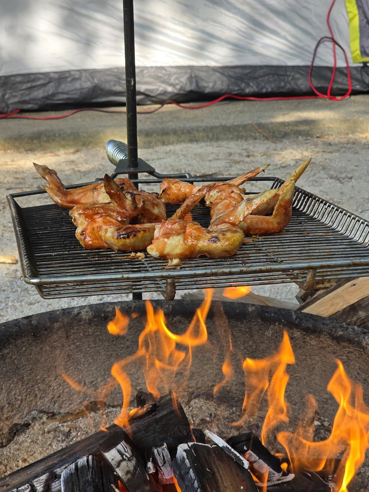 Stromberg Carlson Campfire Grill Grate - Stake & Grill for Outdoor Cooking with Nylon Bag, Fire Pit Accessories, Campfire Cooking Equipment, Portable Equipment, RV Use - 36