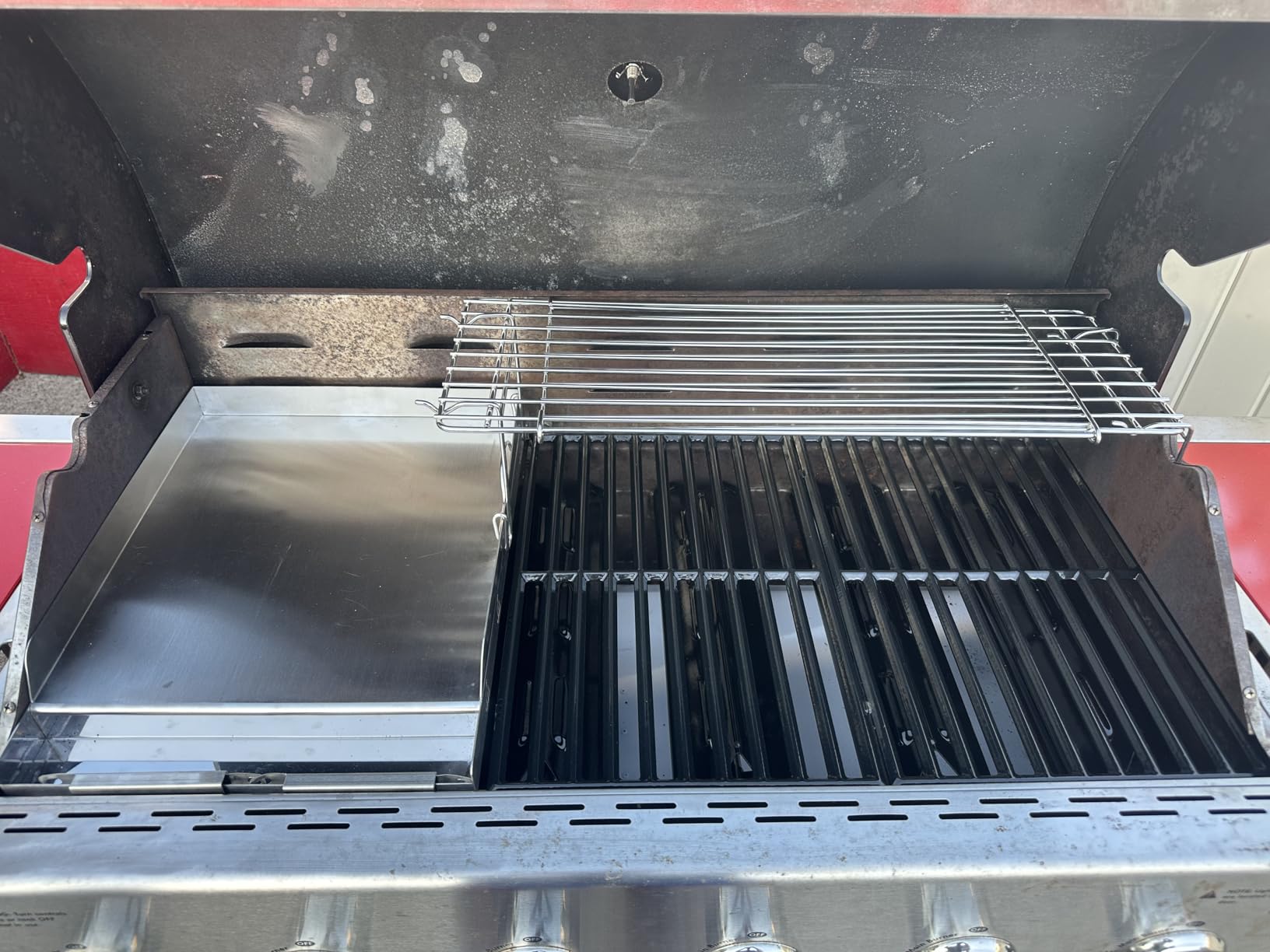 only fire Universal Stainless Steel Cooking Griddle, Flat Top Plate Insert with Grease Groove and Handles for Gas and Charcoal Grills, Tailgating, Camping and Parties, 23