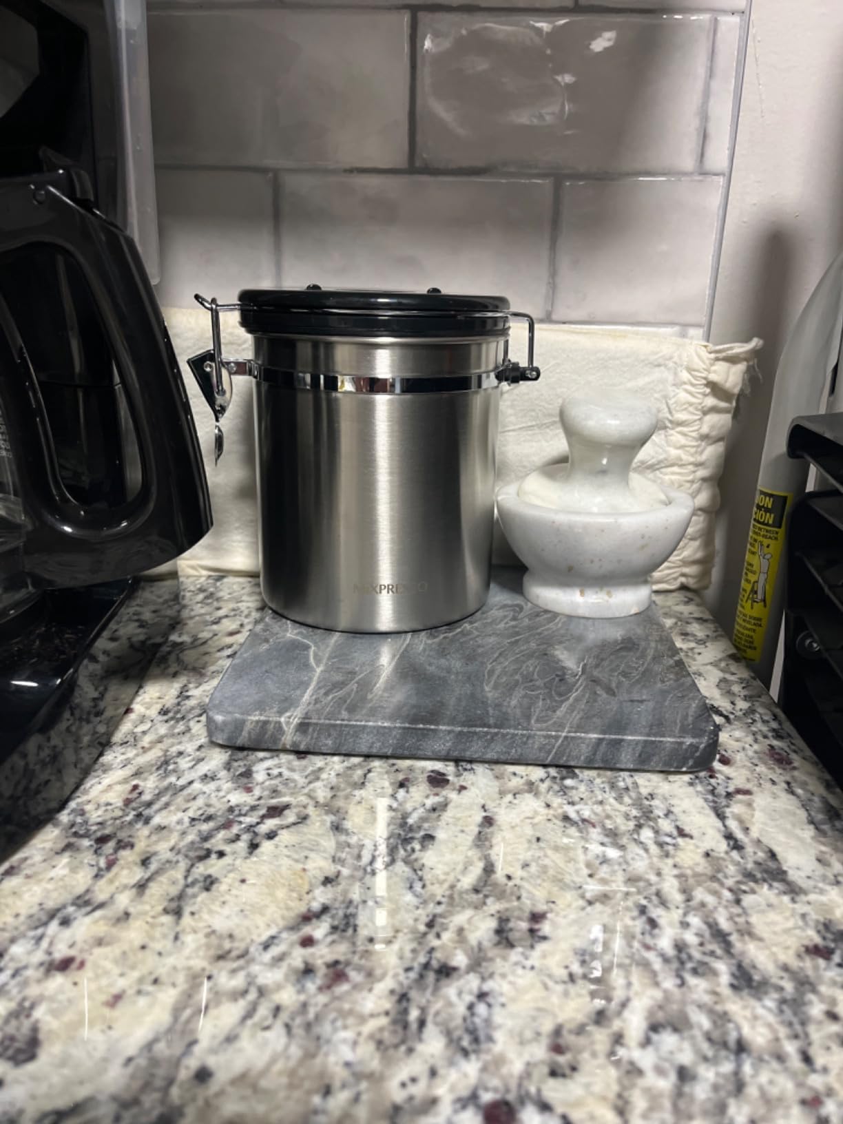 Mixpresso 16 Oz Stainless Steel Coffee Canister with Scoop - Airtight Coffee Container with CO2 Valve for Bean Storage, Date Tracker Lid customer photo 2