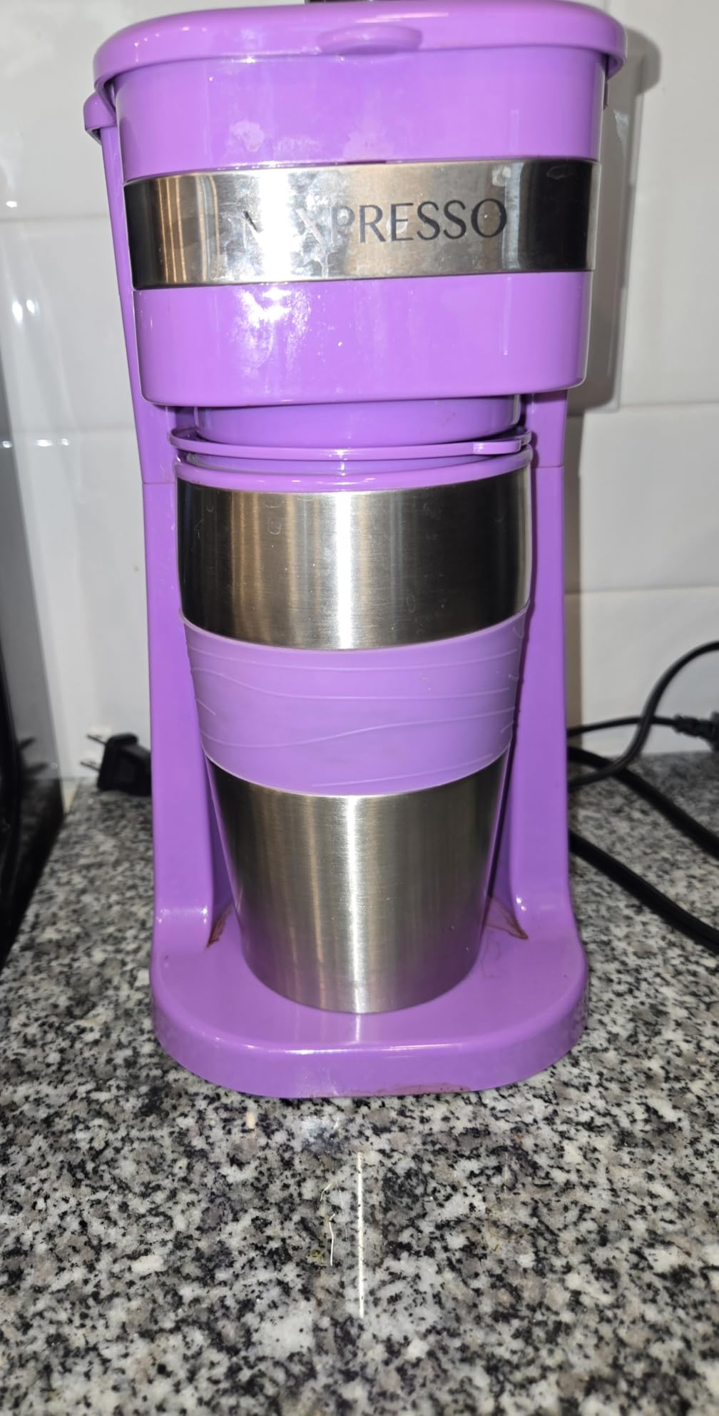 Mixpresso Black Personal Single Serve Coffee Maker with 14oz Travel Mug, Drip Small Coffee Maker with Auto Shut Off, Reusable Filter, Works with Ground Coffee Only - Not for K-Cup Pods customer photo 1