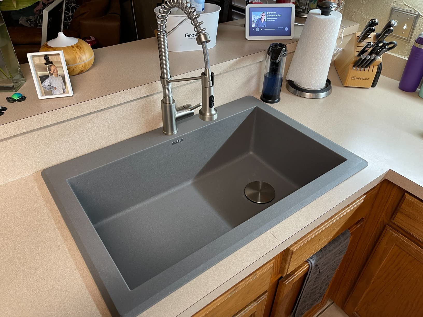 KRAUS Forteza 33-inch Drop In/Undermount Single Bowl Granite Kitchen Sink in Black, KGD-54BLACK customer photo 2
