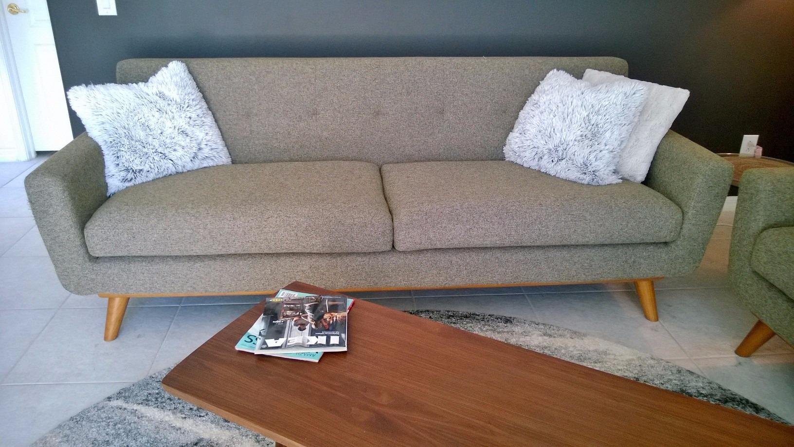 Modway Engage Mid-Century Modern Upholstered Fabric Sofa in Beige customer photo 1