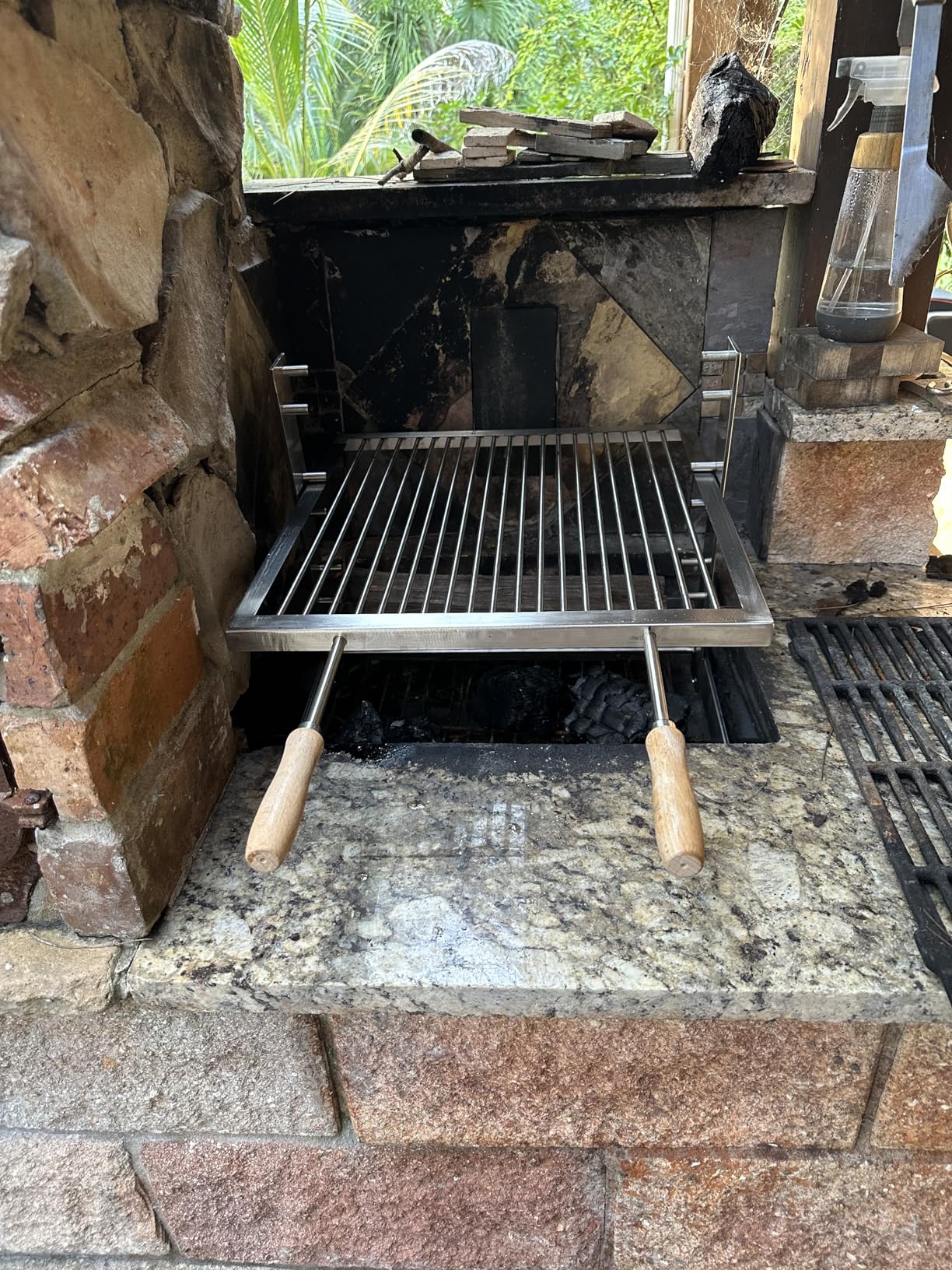 SpitJack Portable Camping Grill. Cook Over a Fireplace or Campfire with an All SS Argentine Santa Maria Cooking Grate and Drip Pan. 18 X 17 Inch Grill customer photo 1