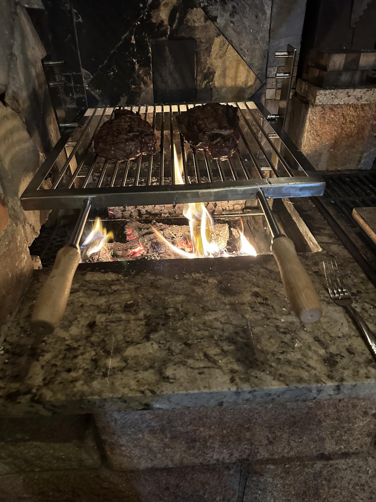 SpitJack Portable Camping Grill. Cook Over a Fireplace or Campfire with an All SS Argentine Santa Maria Cooking Grate and Drip Pan. 18 X 17 Inch Grill customer photo 2