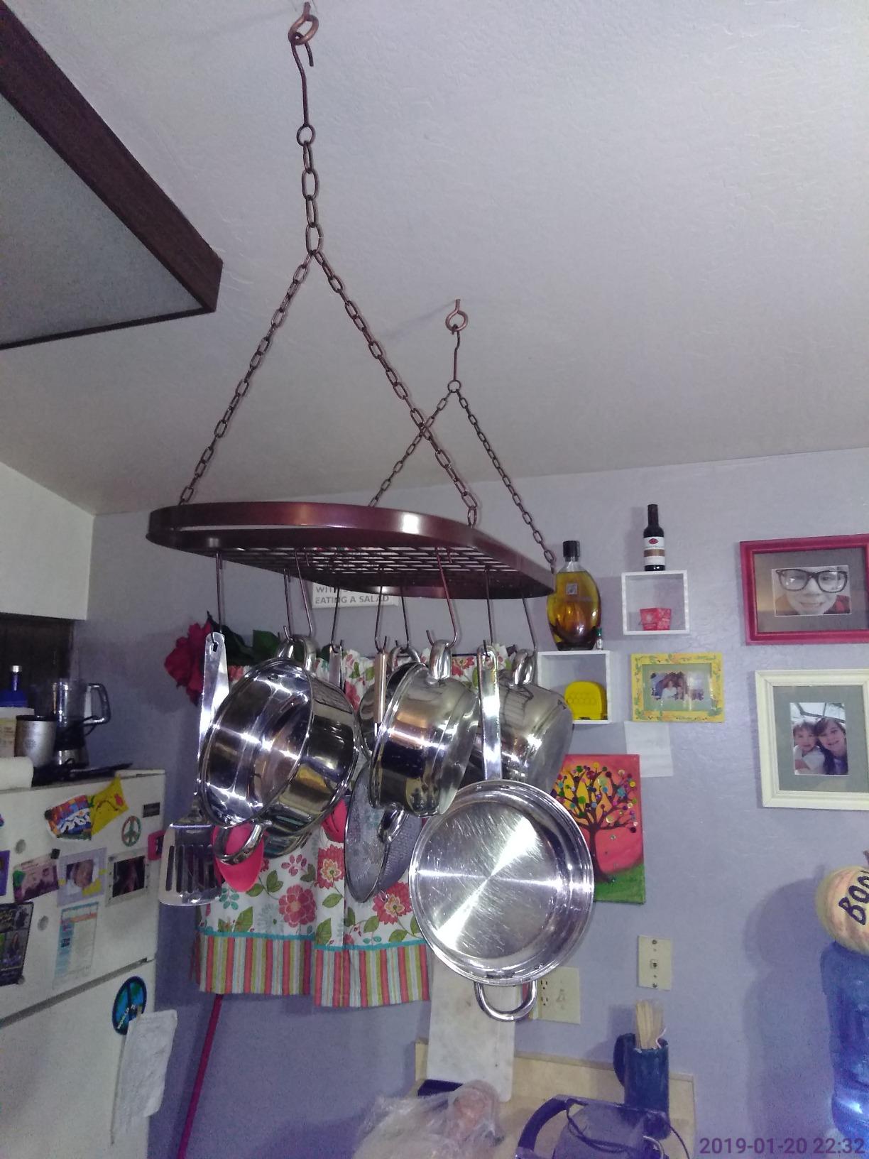 Sorbus Pot and Pan Rack for Ceiling with Hooks - Decorative Oval Mounted Storage Rack - Multi-Purpose Organizer for Home, Restaurant, Kitchen Cookware, Utensils (Hanging Chrome) customer photo 2