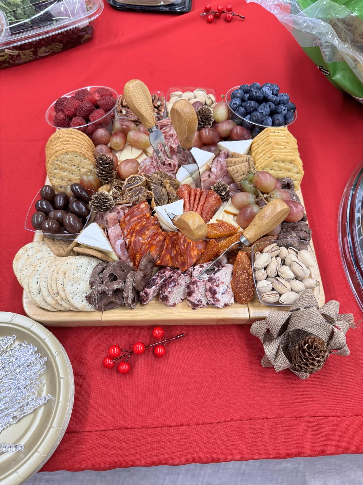 Casafield Bamboo Cheese Board and Knife Gift Set, Wooden Charcuterie Board Meat and Cheese Platter for Entertaining, Housewarming, Birthday, Wedding customer photo 2