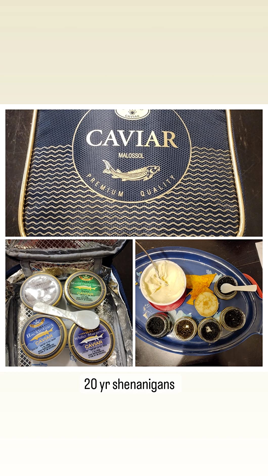 OLMA Noble Caviar Gift Set - 2 oz (56g) of Caviar, Includes Kaluga Royal, Siberian Osetra Aurora, Hackleback, Paddlefish, Serving Spoon & Blinis customer photo 1