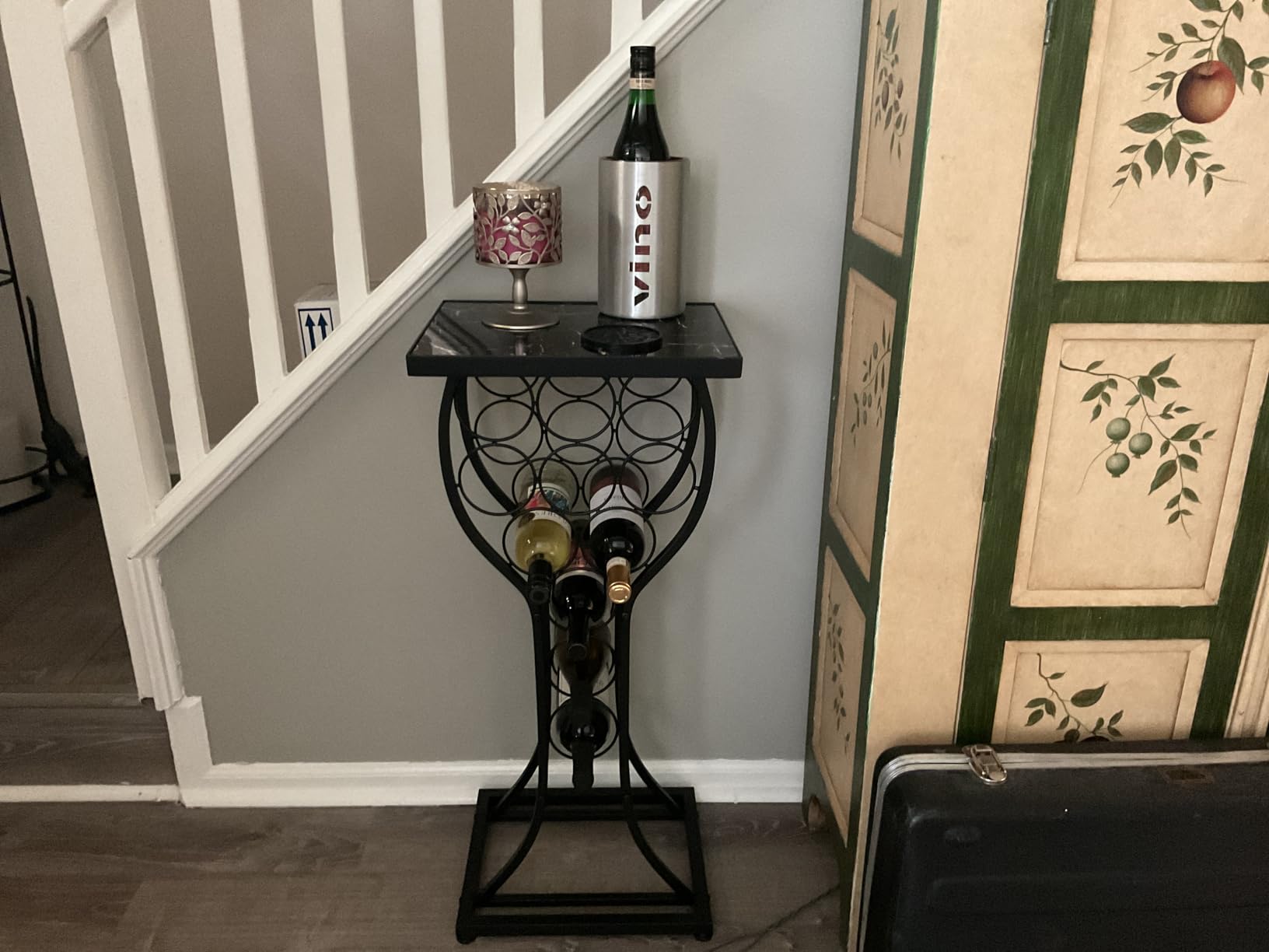 Sorbus Wine Rack Console for Home Bar - Mini Wine Stand with Faux Black Marble Table Top - Durable Metal Freestanding Wine Storage Cabinet Shelf - Wine Racks Free Standing Floor Holds 11 Wine Bottles customer photo 1