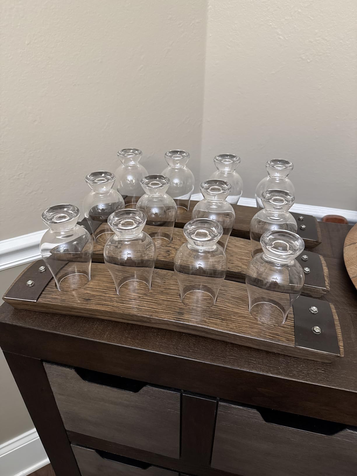 The Original Premium Barrel Stave Whiskey Flight, Scotch Flight, Bourbon Flight, 3 Crystal Glass Flight (No Glasses Natural) customer photo 2