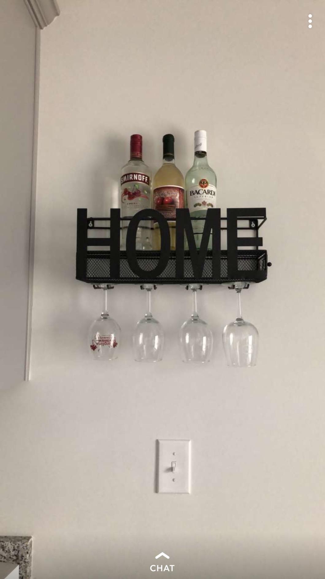 Wall Mounted Metal Wine Rack - Wine Rack Wall Mount Wine Bottle Holder 4 Long Stem Glass Holder & Wine Cork Storage Wine customer photo 2