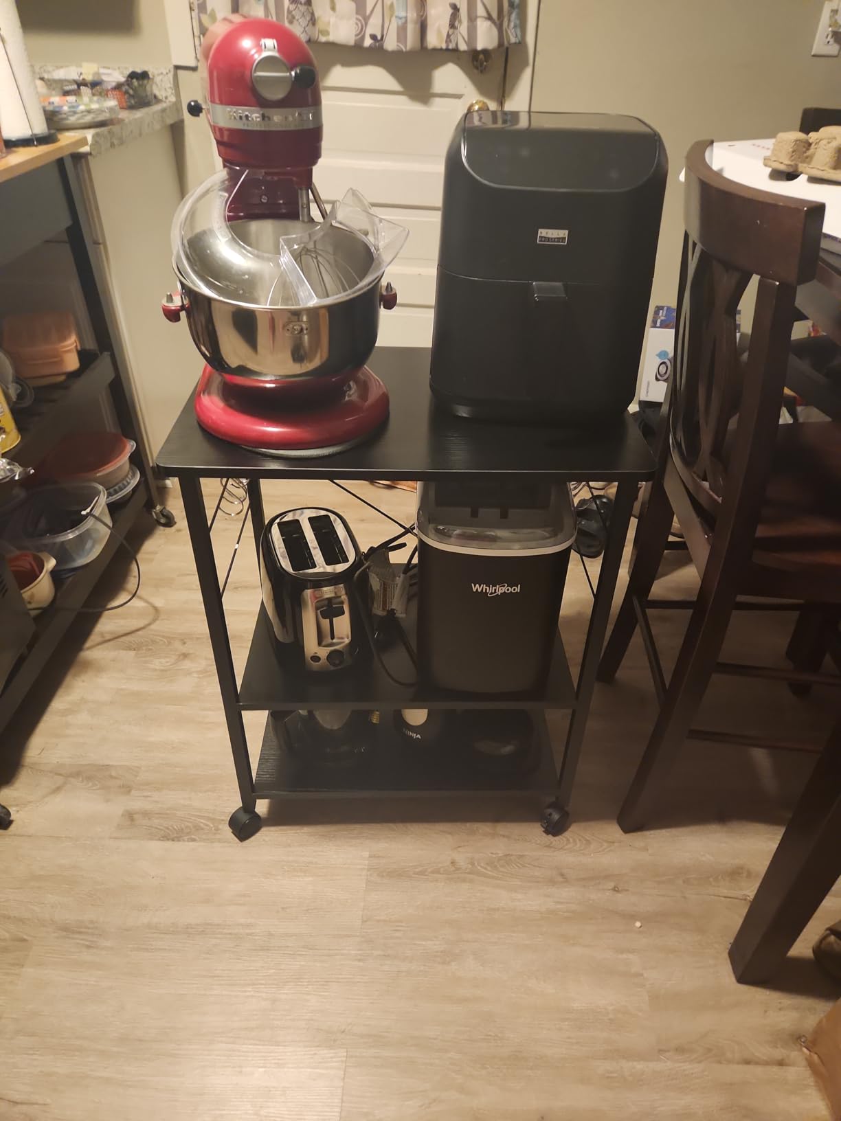 Mr IRONSTONE Microwave Cart 23.7'' for Small Space, 3-Tier Microwave Stand Coffee Cart Rolling Kitchen Utility cart on Wheels, Vintage customer photo 1