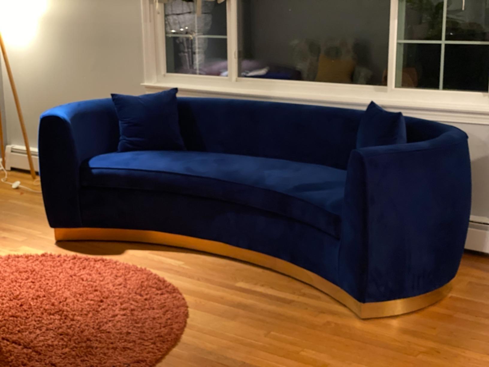 Modway EEI-3408-NAV Resolute Curved Performance Velvet Sofa, Navy customer photo 1