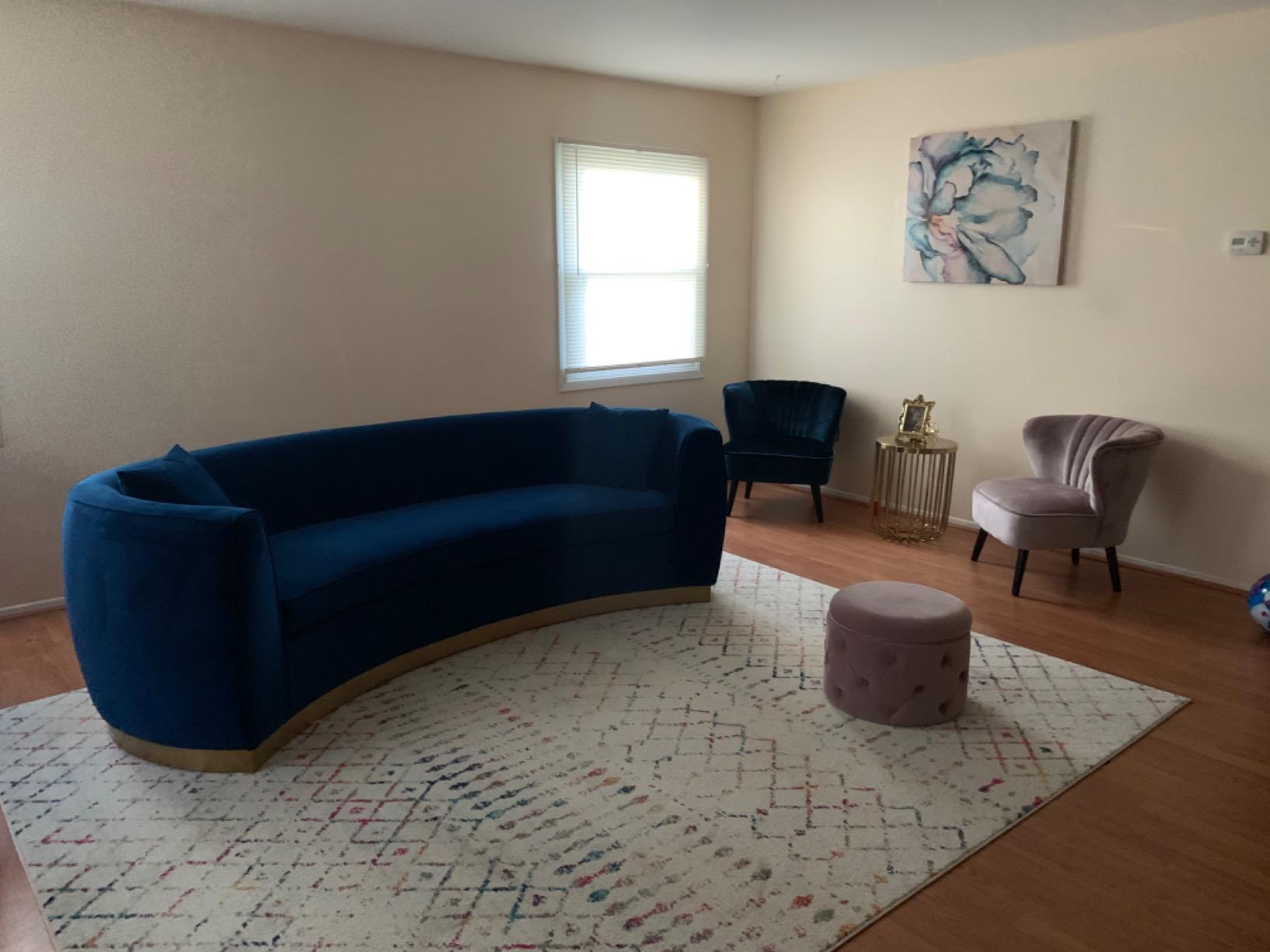 Modway EEI-3408-NAV Resolute Curved Performance Velvet Sofa, Navy customer photo 2