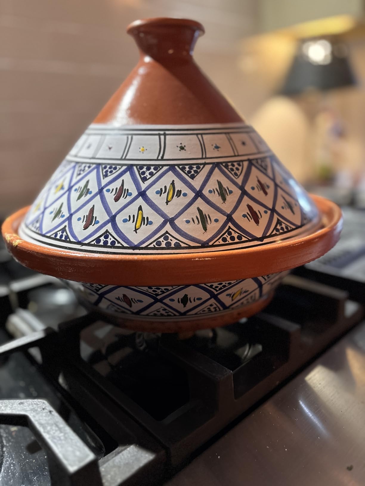 Kamsah Tagine Pot for Cooking and Flavor Enrichment - Large Clay Pot 12'', 5.5 QT - Non-Stick Handmade Cookware - Moroccan Ceramic Pots for Cooking with Lid & Serving Bowl - Bohemian Classic Blue customer photo 1