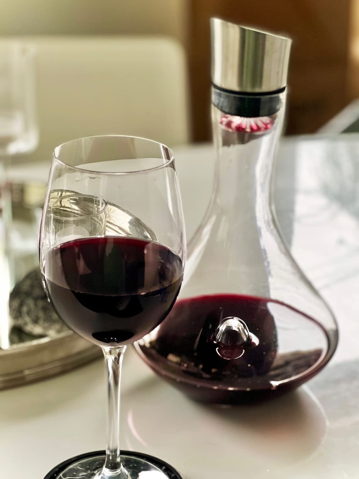 YouYah Wine Decanter Set, Red Wine Carafe with Built-in-Aerator, Wine Aerator, Wine Gifts for Christmas customer photo 2