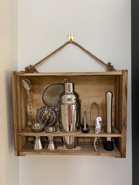 Mixology & Craft Rustic Cocktail Shaker Set - Includes Wood Stand, Complete Barware Kit with 24 Oz Shaker, Dual Jiggers, Pourers, Muddler, Strainer customer photo 2