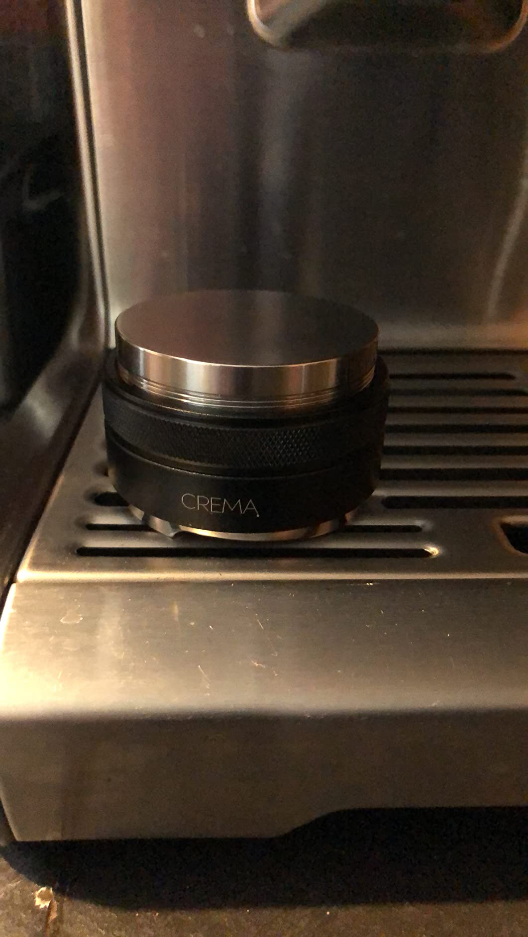 CREMA Coffee Products 53.3mm Hand Tamper & Coffee Distributor | Compatible with Breville Portafilters | Double-Sided, Adjustable Depth Tool | Made with Durable 304 Stainless Steel | Black customer photo 1
