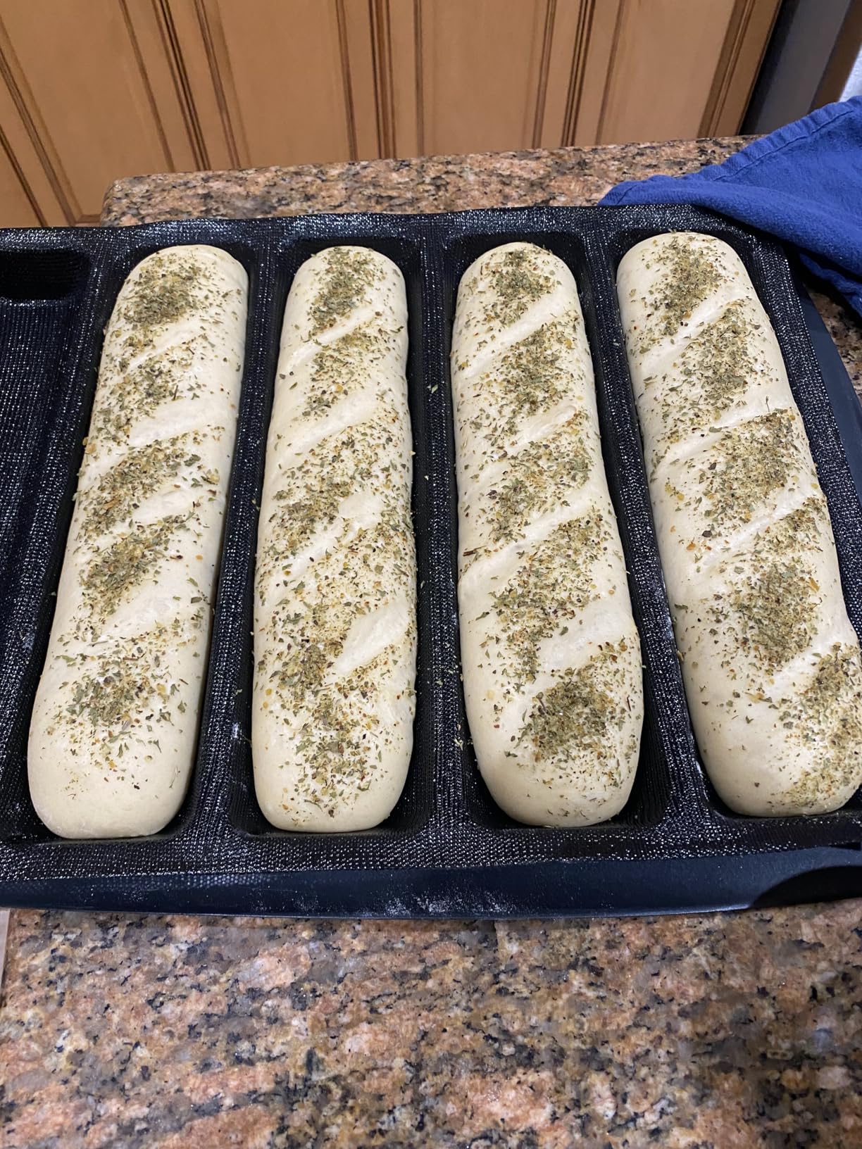 FETESUR Silicone Perforated Baking Forms Sandwich Mold French Baguette Bread Pan Food Mat 5 Loaf Non-Stick Baking Liners customer photo 2