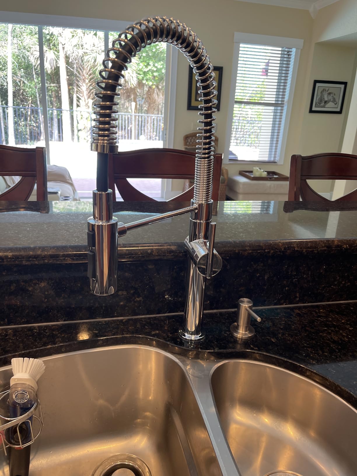 KOHLER 22973-2MB Crue High-Arc Kitchen Faucet with Pull Down Spring Spout, Professional Pre-Rinse Kitchen Faucet, Commercial Faucet, Vibrant Brushed Moderne Brass customer photo 1
