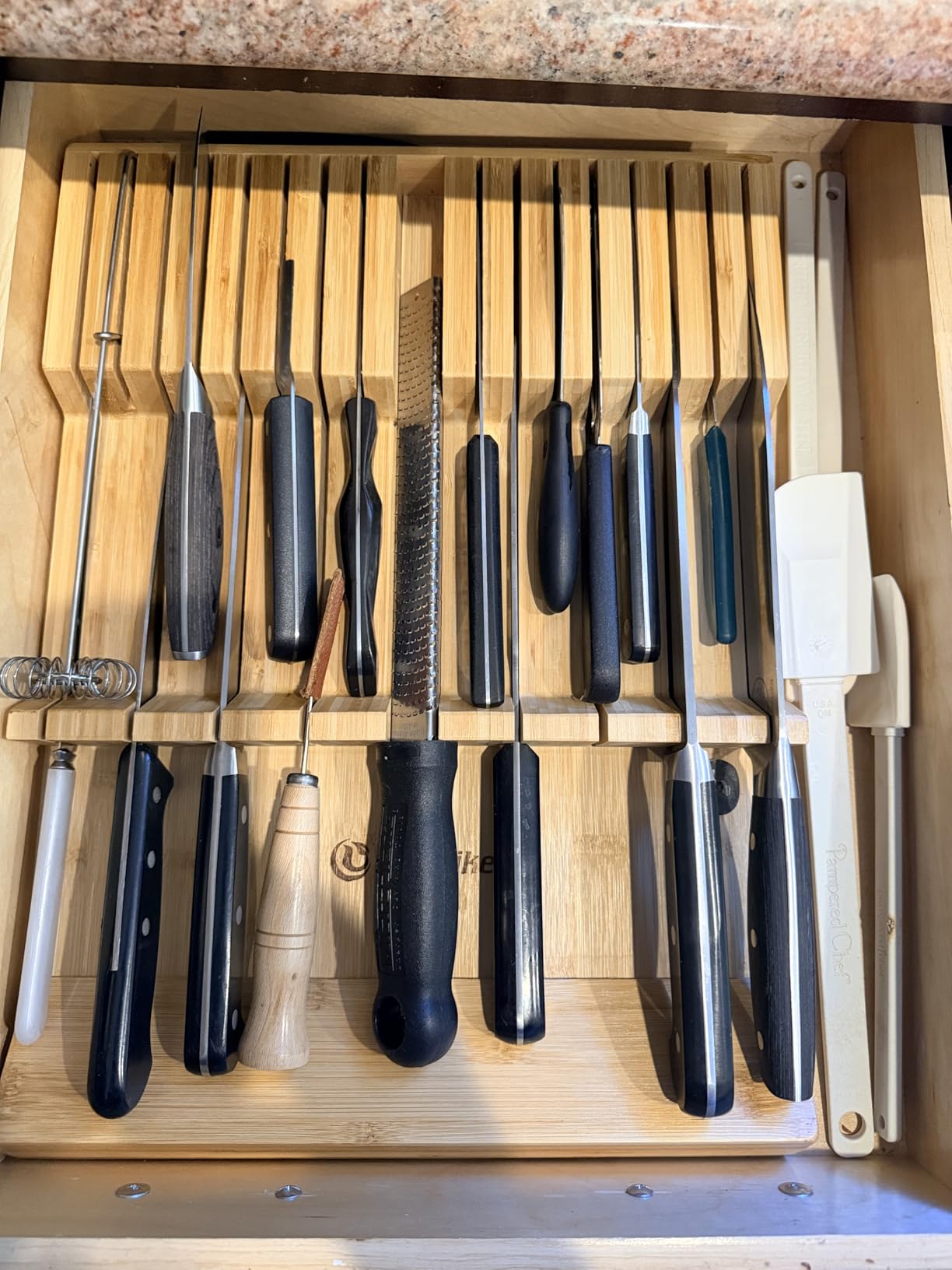 Utoplike In-drawer Knife Block Bamboo Kitchen Knife Drawer Organizer Large customer photo 1
