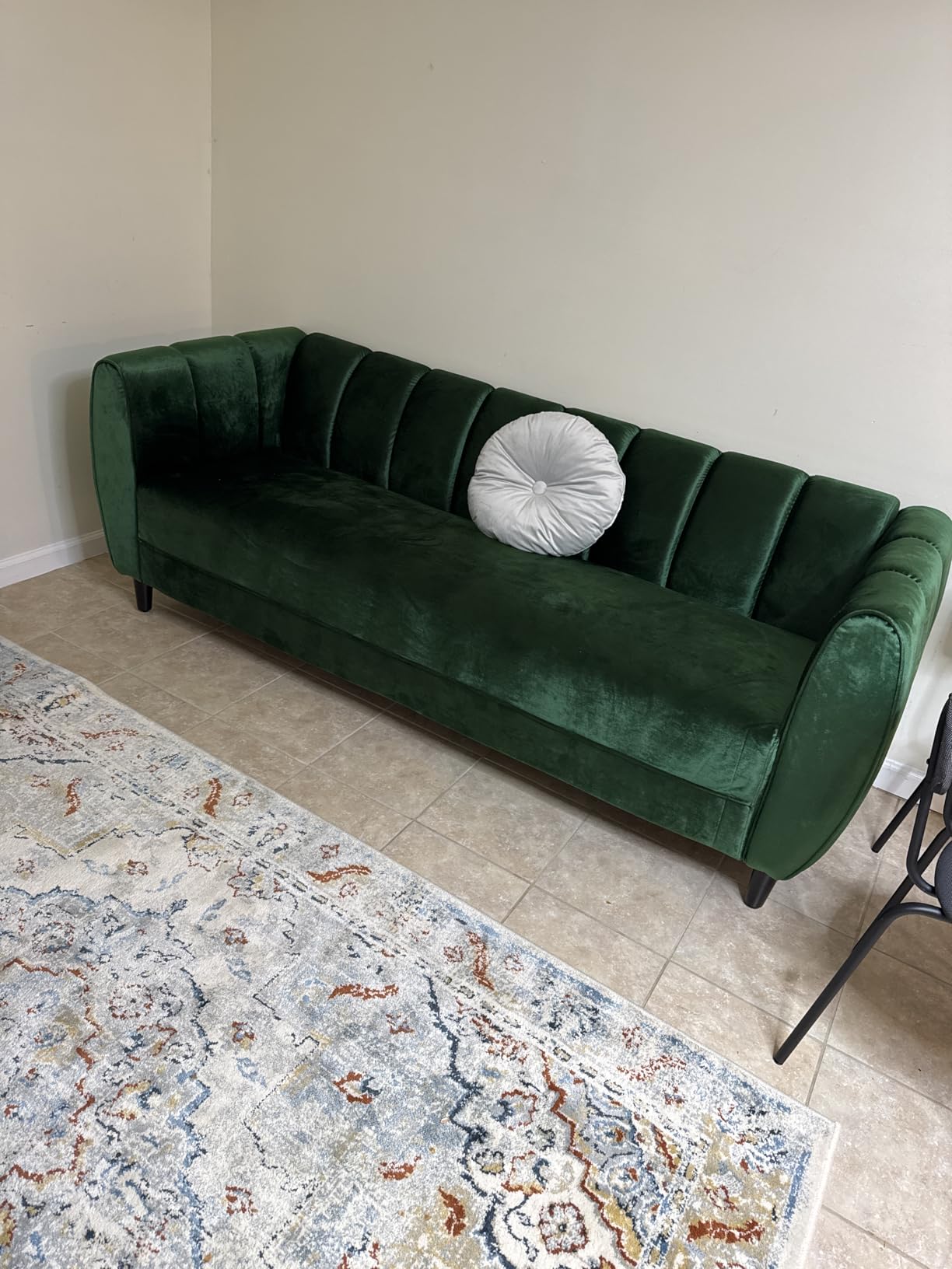 Christopher Knight Home Miranda Velvet 3 Seater Sofa, Blush, Dark Brown customer photo 1