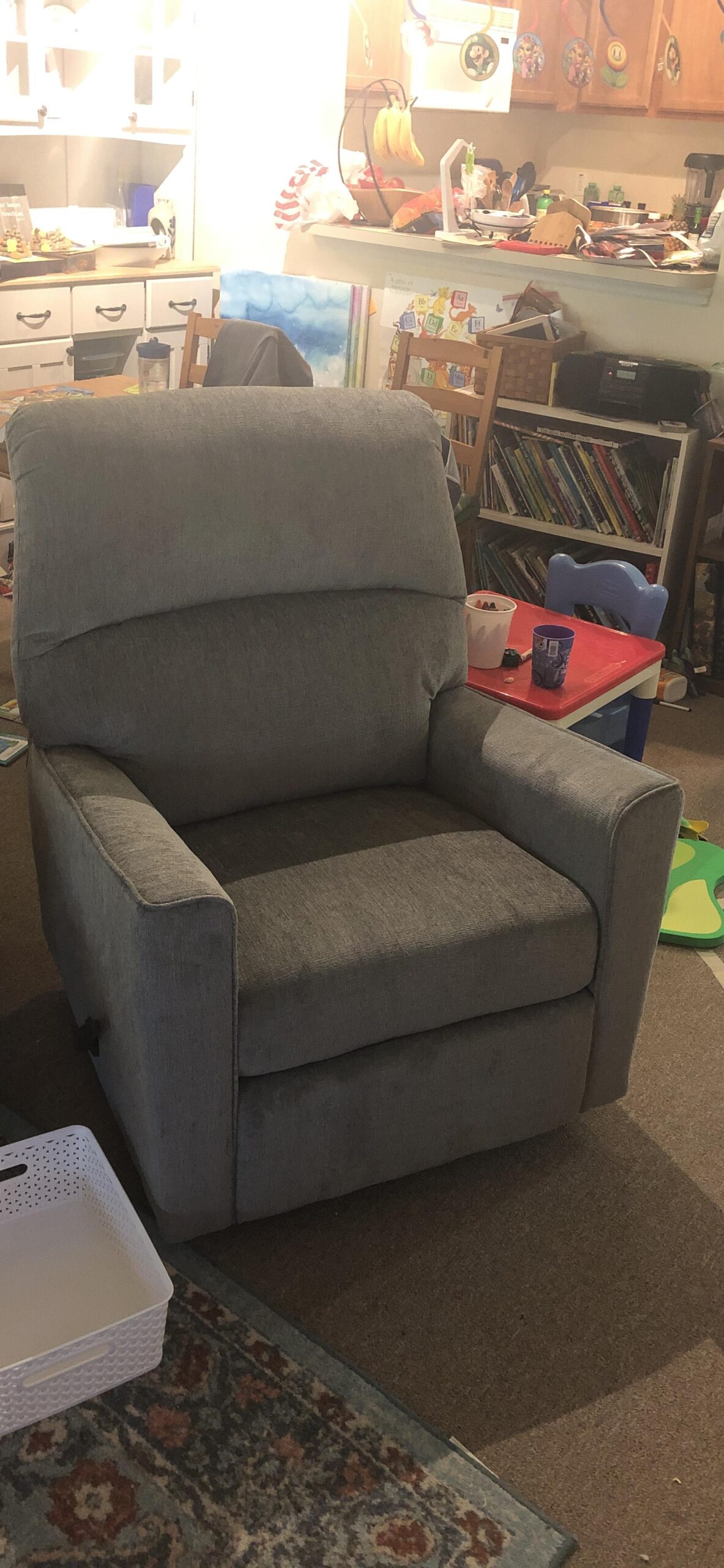 Signature Design by Ashley Altari Rocker Recliner Chair, Plush Chenille Upholstered Reclining Chair, Gentle Rocking Motion and One-Pull Recline for Comfort, 34 W x 39 D x 40 H customer photo 2