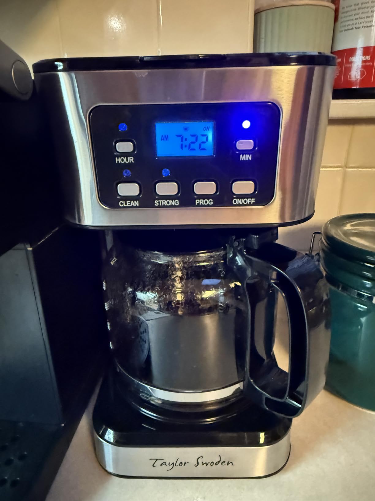Taylor Swoden 12-Cup Programmable Coffee Maker, Regular & Strong Brew Drip Coffee Machine for Home and Office, Glass Carafe, Pause & Serve, Auto Shut Off, Black & Stainless Steel customer photo 2