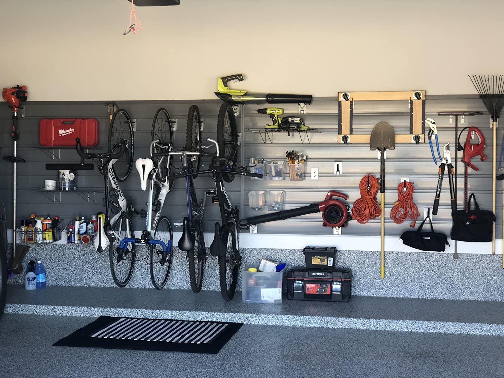 Proslat Garage Storage PVC Slatwall Panels - 2 Packs of 8 ft. x 4 ft. Sections (20 Single slats which Make up 64 sq.ft Once Installed) (Charcoal) customer photo 1