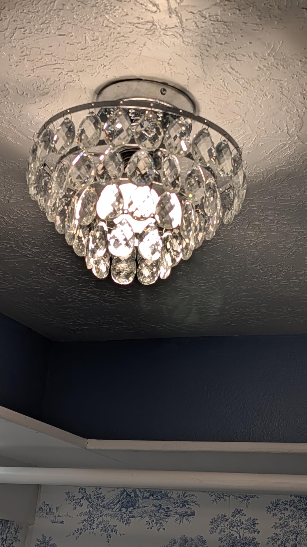 YYJLX Modern Small Crystal Ceiling Light Fixture Mini Black Semi Flush Mount Chandelier Light Fixture for Hallway Bedroom Bathroom Closet E26 customer photo 1