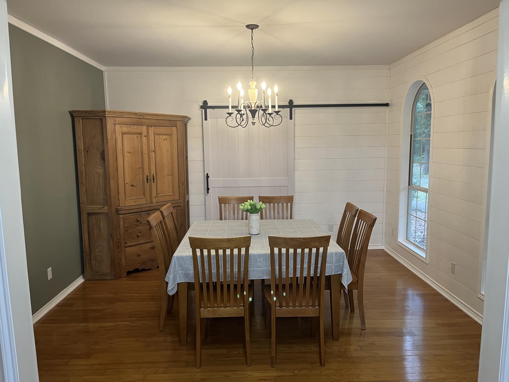 36in x 84in MDF Sliding Barn Door with 6.6ft Barn Door Hardware Kit & Handle, Pre-Drilled Holes Easy Assembly -Solid Barn Door Slab Covered with Water-Proof PVC Surface, White, H-Frame customer photo 2