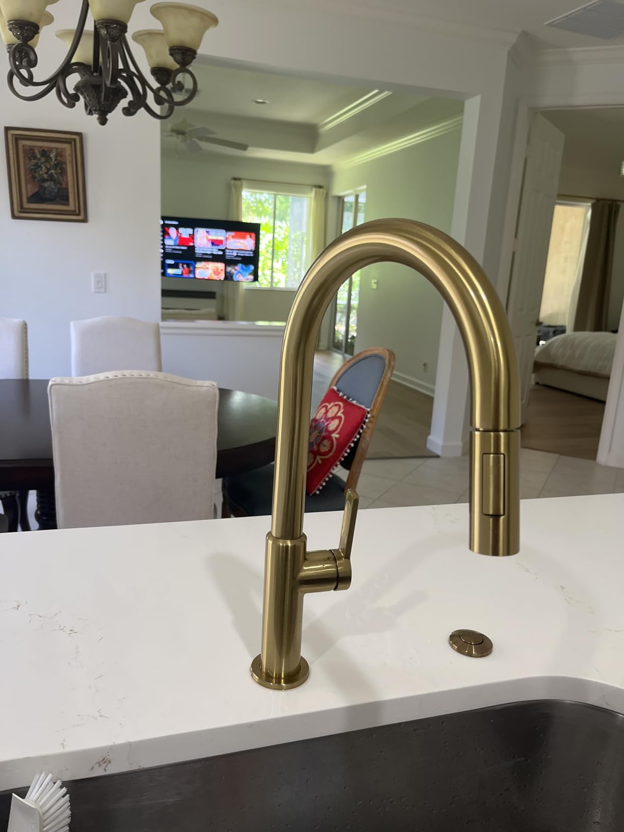 KRAUS Oletto Single Handle Pull Down Kitchen Faucet in Matte Black, KPF-2820MB customer photo 1